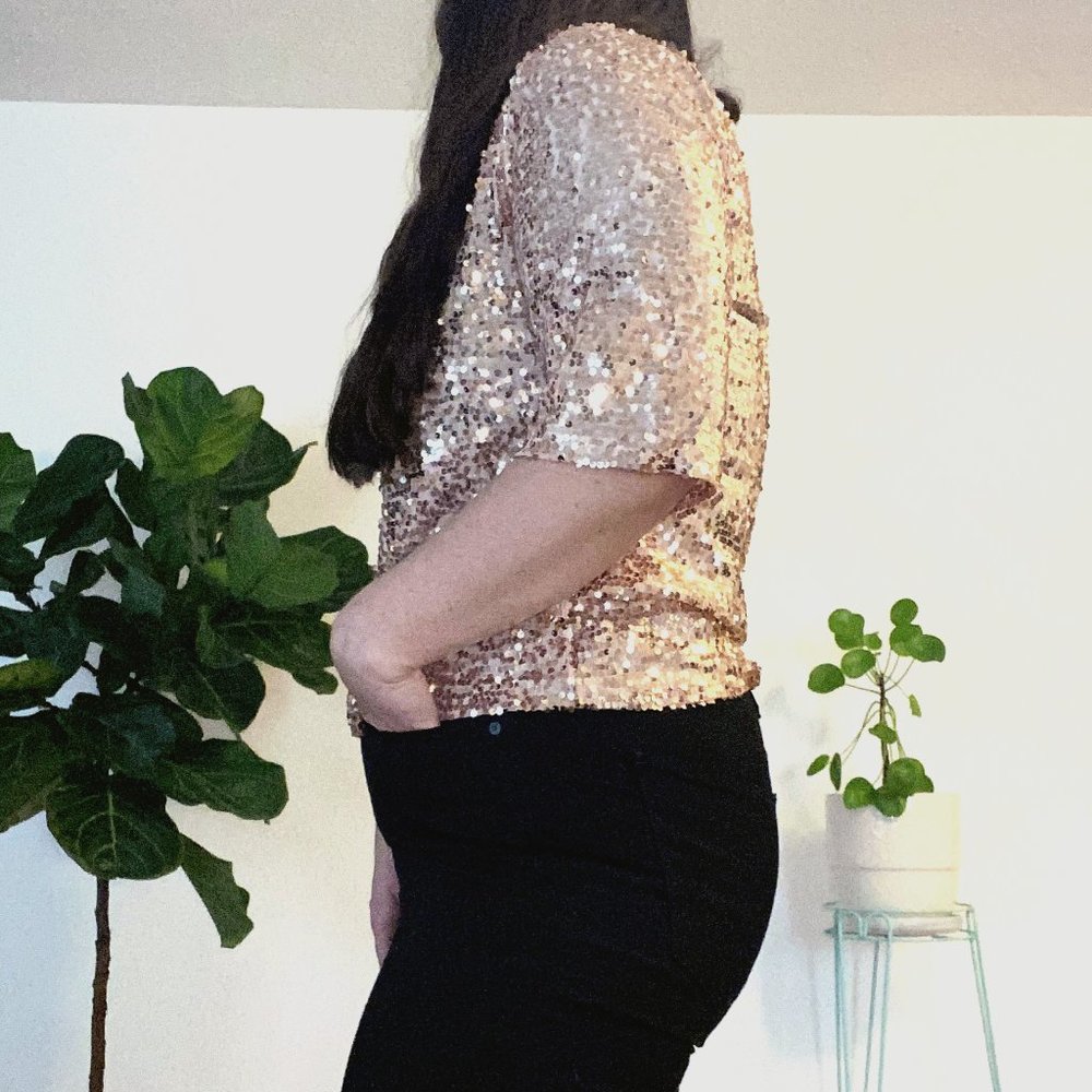 NEW Rose Gold Sequin Blouse Size L